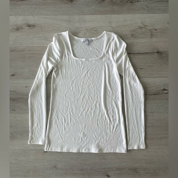 41‎ Hawthorn Garcelle Soft Square Fitted Rib Knit Top White M NWOT - Picture 2 of 4